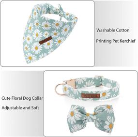 img 2 attached to 🐶 Pettidol Cute Dog Collar with Bow Tie, Bandanas Set, Quick Release Buckle, Adjustable Soft Comfort Floral Collar Scarf for Female Dogs