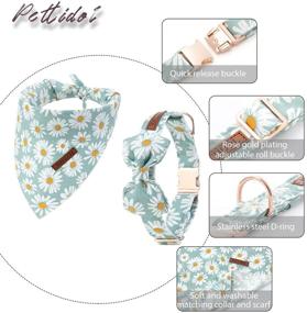 img 3 attached to 🐶 Pettidol Cute Dog Collar with Bow Tie, Bandanas Set, Quick Release Buckle, Adjustable Soft Comfort Floral Collar Scarf for Female Dogs