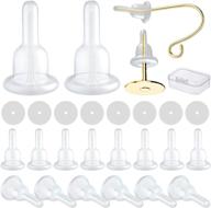 🔒 180pcs clear silicone earring backs | hypoallergenic secure earring stoppers with plastic discs pads | ideal for stabilizing earring studs and hooks | full-cover, dust-proof design logo