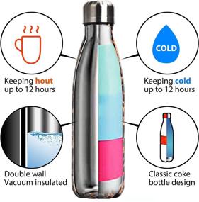 img 2 attached to 🐆 LUODA 17 Oz Stainless Steel Vacuum Insulated Water Bottle - Double Walled Cola Shape Thermos - 24 Hours Cold, 12 Hours Hot - Reusable Metal Water Bottle - Leak-Proof Sports Flask, Leopard Print Design