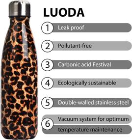 img 3 attached to 🐆 LUODA 17 Oz Stainless Steel Vacuum Insulated Water Bottle - Double Walled Cola Shape Thermos - 24 Hours Cold, 12 Hours Hot - Reusable Metal Water Bottle - Leak-Proof Sports Flask, Leopard Print Design