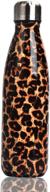 🐆 luoda 17 oz stainless steel vacuum insulated water bottle - double walled cola shape thermos - 24 hours cold, 12 hours hot - reusable metal water bottle - leak-proof sports flask, leopard print design логотип