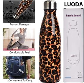 img 1 attached to 🐆 LUODA 17 Oz Stainless Steel Vacuum Insulated Water Bottle - Double Walled Cola Shape Thermos - 24 Hours Cold, 12 Hours Hot - Reusable Metal Water Bottle - Leak-Proof Sports Flask, Leopard Print Design