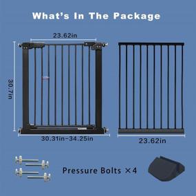 img 2 attached to 🚪 Vothco Baby Gate Extra Wide Pet Dog Gates: Pressure Mounted Walk Thru Safety Gates for House Doorways and Stairs (Black, 53.9"-57.8"/137-147CM)