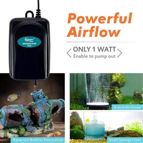 img 2 attached to hygger Mini Aquarium Air Pump Kit: Powerful 1W Solution for 1-20 Gallon Fish Bowls | Air Tube, Bubbler Stone & Check Valve included