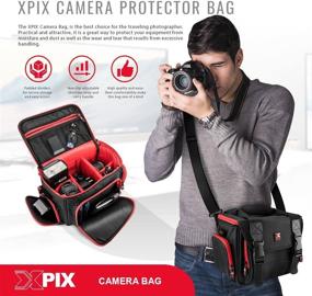 img 3 attached to 📷 Xpix Deluxe Camera/Camcorder Protection Bag: Ultimate Protective Case with Shoulder Strap and Accessories Storage