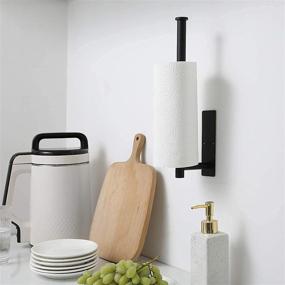 img 1 attached to 🧻 theaoo Paper Towel Holder - Under Cabinet & Wall Mounted Stainless Steel Rack, Matte Black Finish for Kitchen and Bathroom