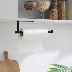 img 2 attached to 🧻 theaoo Paper Towel Holder - Under Cabinet & Wall Mounted Stainless Steel Rack, Matte Black Finish for Kitchen and Bathroom