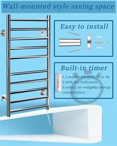 img 3 attached to 🔥 Towel Warmer - ELFDTEAPOT 10 Bar with Timer | Wall-Mounted Plug-in Bath Towel Heater and Dryer | Built-in Thermostat | Stainless Steel Heated Towel Rack