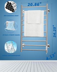 img 2 attached to 🔥 Towel Warmer - ELFDTEAPOT 10 Bar with Timer | Wall-Mounted Plug-in Bath Towel Heater and Dryer | Built-in Thermostat | Stainless Steel Heated Towel Rack