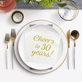 img 1 attached to 🥳 GooBeans Gold Foil Cheers to 30 Years Cocktail Paper Napkins - Ideal for 30th Birthday Anniversary Decorations, Parties, and Celebration Events - 100 Pack (5 x 5 In)