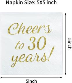 img 3 attached to 🥳 Салфетки из бумаги GooBeans с золотым фольгированным надписью "Cheers to 30 Years" - идеальны для украшения 30-летия, вечеринок и празднований - 100 штук (5 x 5 дюйма)