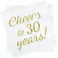 🥳 goobeans gold foil cheers to 30 years cocktail paper napkins - ideal for 30th birthday anniversary decorations, parties, and celebration events - 100 pack (5 x 5 in) logo