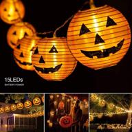 pumpkin lights halloween string light - 10ft 15 leds halloween decorations, 2 🎃 lighting modes battery-powered diy 3d jack-o-lantern orange lights for party, patio, indoor and outdoor logo