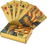 🔥 gold-plated patriotic playing cards by donald trump - waterproof foil deck with multi-functional use for magic, poker, and more - ideal merchandise for republicans and re-election gifts logo