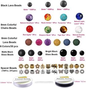 img 3 attached to Eutenghao 810pcs Color Lava Rock Beads Stone Chakra Beads Spacer Beads Kit with Volcanic Gemstone Crystal String for Diffuser Essential Oils Yoga Bracelets DIY Jewelry Making Supplies (4mm, 6mm, 8mm) - Enhanced SEO