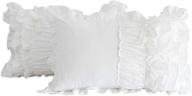 🛏️ softta 2pcs 20x36 pillowcase: ruched ruffles & chic bowknot design | white 100% washed cotton | king/cal king size | decorative pillow shams (no comforter no filling) logo