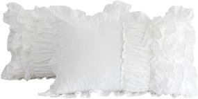 img 4 attached to 🛏️ Softta 2Pcs 20x36 Pillowcase: Ruched Ruffles & Chic Bowknot Design | White 100% Washed Cotton | King/Cal King Size | Decorative Pillow Shams (NO Comforter NO Filling)