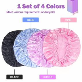 img 3 attached to Keeygo Satin Bonnet Silk Sleep Cap Hair Wrap: 4 Pcs Elastic Lace Band Hair Bonnet for Sleeping, Curl Hair Protection, Maintain Moisture. Perfect Night Cap for Facial Mask and Beauty Care!