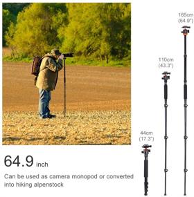 img 2 attached to 📷 K&F Concept SA254M1: Lightweight DSLR Camera Tripod with Aluminum Detachable Monopod - Perfect for Travel & Work