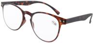 👓 eyekepper round full coverage ultrathin flex frame reading glasses tortoise +1.5 strength logo