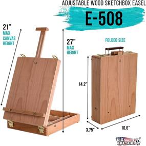 img 3 attached to U.S. Art Supply Antigua Adjustable Sketchbox Easel - Premium Beechwood Tabletop Storage Case - Portable Wood Artist Desktop Organizer - Ideal for Storing Paints, Markers, Sketch Pads - Drawing and Painting Box