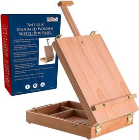 img 4 attached to U.S. Art Supply Antigua Adjustable Sketchbox Easel - Premium Beechwood Tabletop Storage Case - Portable Wood Artist Desktop Organizer - Ideal for Storing Paints, Markers, Sketch Pads - Drawing and Painting Box