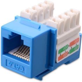 img 1 attached to Cable Matters UL Listed 25-Pack RJ45 Keystone Jack in Blue: High-Quality Connectivity with Convenient Keystone Punch-Down Stand