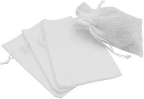 img 2 attached to 🎁 50pcs Drawstring Burlap Jute Sacks Jewelry Candy Pouch Gift Bags - Ideal for Christmas Wedding Party Favors (White, 3.9 x 5.5)