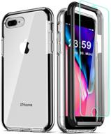 coolqo compatible for iphone 8 plus/iphone 7 plus/iphone 6s/6 plus case: 📱 360 full body coverage with 2 x tempered glass screen protector - clear, black logo