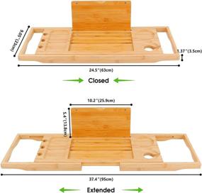 img 3 attached to 🛁 Diosbles Expandable Bamboo Bathtub Caddy Tray with Book iPad Holder, Phone Candle Wineglass Slots – Organizers for Bath Tub, Extendable Bathtub Holders