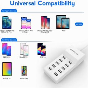 img 1 attached to 🔌 10-Port USB Charger with Rapid Charging, Auto-Detect Technology, and Safety Guarantee - Family-Sized Smart USB Charging Station for Multiple Devices like Smartphones, Tablets, Laptops, and Computers