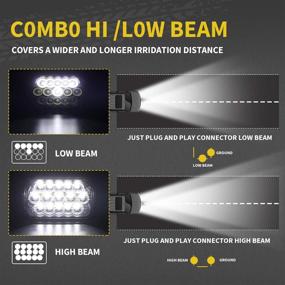 img 1 attached to 🚙 Улучшенные фары TURBO SII Rectangle 5x7 7x6 с светодиодными головными фарами Hi/Low Sealed Beam H4 9003 Plug - совместимы с Jeep Wrangler YJ Cherokee XJ, S10 Chevy Blazer Express Van/Cherokee Truck и Ford E250 Van.
