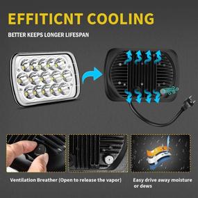 img 2 attached to 🚙 Улучшенные фары TURBO SII Rectangle 5x7 7x6 с светодиодными головными фарами Hi/Low Sealed Beam H4 9003 Plug - совместимы с Jeep Wrangler YJ Cherokee XJ, S10 Chevy Blazer Express Van/Cherokee Truck и Ford E250 Van.