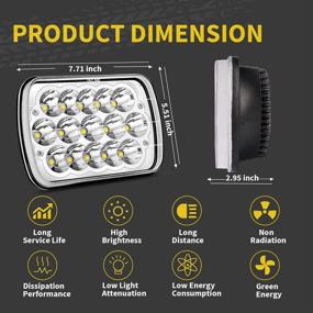 img 3 attached to 🚙 Улучшенные фары TURBO SII Rectangle 5x7 7x6 с светодиодными головными фарами Hi/Low Sealed Beam H4 9003 Plug - совместимы с Jeep Wrangler YJ Cherokee XJ, S10 Chevy Blazer Express Van/Cherokee Truck и Ford E250 Van.