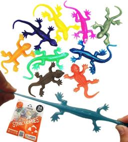 img 4 attached to 🦎 12 Цветных гибких игрушек UpBrands Super Stretchy Lizard (24 шт) для вечеринки в день рождения детей, подарков на праздник, пасхальных корзин, пиньят и наград.