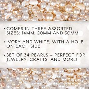 img 1 attached to 🌟 Dazzling Darice Ivory and White Pearl Beads (34pc) – Ideal for Craft Projects, Garland, Beadwork, Vase Filler and Beyond – Conveniently Stringable Round Beads – 3 Assorted Sizes per Package