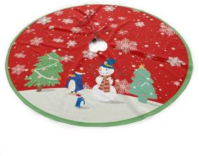 img 4 attached to Snowing Snowman Christmas Tree Skirt: Festive Decoration for Merry Christmas Party 🎄 and New Year Celebration - 36 Inch Xmas Tree Skirt Decorations for Home Décor