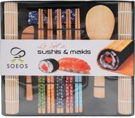 beginner sushi making kit, 10-piece bamboo sushi kit with 2 rolling mats, 5 pairs of chopsticks, paddle, spreader, all-natural, sushi making kit gift set, sushi maker set, sushi maker tools. logo