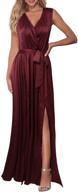 👗 homophony women's sexy deep v neck sleeveless high slit satin long homecoming beach party maxi dress: floor length elegance and allure logo