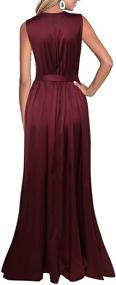 img 3 attached to 👗 HOMOPHONY Women's Sexy Deep V Neck Sleeveless High Slit Satin Long Homecoming Beach Party Maxi Dress: Floor Length Elegance and Allure