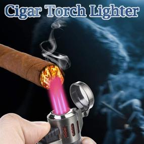 img 2 attached to 🔥 Torch Lighter, Cigar Lighters, 2 Pack Triple Jet Flame Butane Lighters - Windproof & Refillable