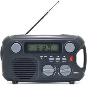 img 4 attached to 📻 Kaito KA580 Digital Solar Dynamo Crank Emergency Radio with Real-time Alert, MP3 Player & Phone Charger (Black)