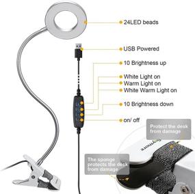 img 3 attached to Portable LED Book Light with USB Rechargeable Battery, Adjustable Warm/White Light for Eye Protection - Ideal for Night Reading, Tattoo Artists, Nail Art & Eyebrow Makeup