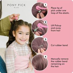 img 3 attached to 🎀 Pain-Free Pony Pick Set - Lolly Hair Elastic Cutter - Easy Removal for Rubber Bands - 3 Pink Pony Picks + 50 Clear Elastics - Enhanced Easy-Grip Tools & Accessories