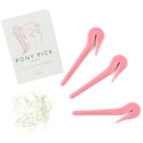 img 4 attached to 🎀 Pain-Free Pony Pick Set - Lolly Hair Elastic Cutter - Easy Removal for Rubber Bands - 3 Pink Pony Picks + 50 Clear Elastics - Enhanced Easy-Grip Tools & Accessories