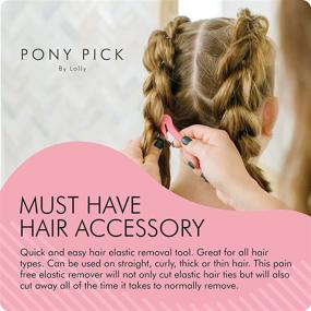 img 1 attached to 🎀 Pain-Free Pony Pick Set - Lolly Hair Elastic Cutter - Easy Removal for Rubber Bands - 3 Pink Pony Picks + 50 Clear Elastics - Enhanced Easy-Grip Tools & Accessories