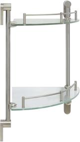 img 2 attached to MODONA Oval Series Double Corner Glass Shelf with 🛁 Pre-Installed Rail - Satin Nickel Finish - 5 Year Warranty