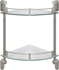 img 4 attached to MODONA Oval Series Double Corner Glass Shelf with 🛁 Pre-Installed Rail - Satin Nickel Finish - 5 Year Warranty