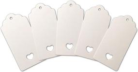 img 2 attached to 🏷️ LWR CRAFTS Pack of 100 Scalloped Top Rectangle Heart Hang Tags with 100ft Jute Twines (3 3/4" x 1 3/4", White)